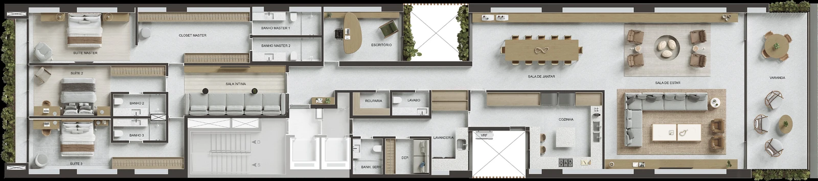 Planta Apartamentos 201 a 701 do VIE Vieira Souto 432 — 411 m²