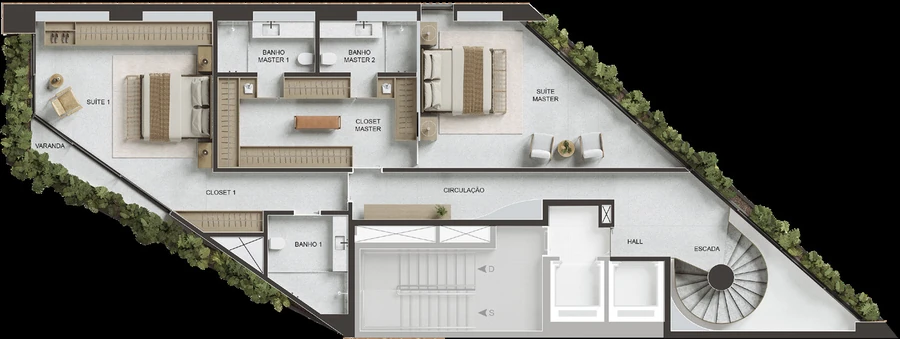 Planta Apartamento Triplex 1001, pavimento 3