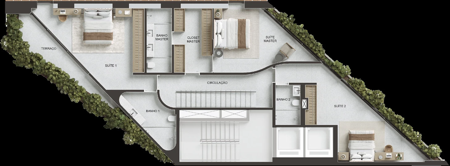 Planta Cobertura Triplex 1101 · 1º pavimento do VIE Vieira Souto 432 — 407 m²