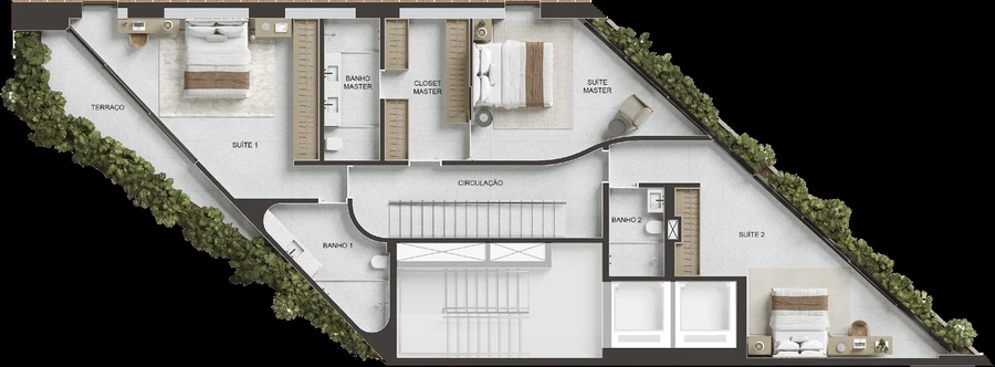 Planta Cobertura Triplex 1101, pavimento 1