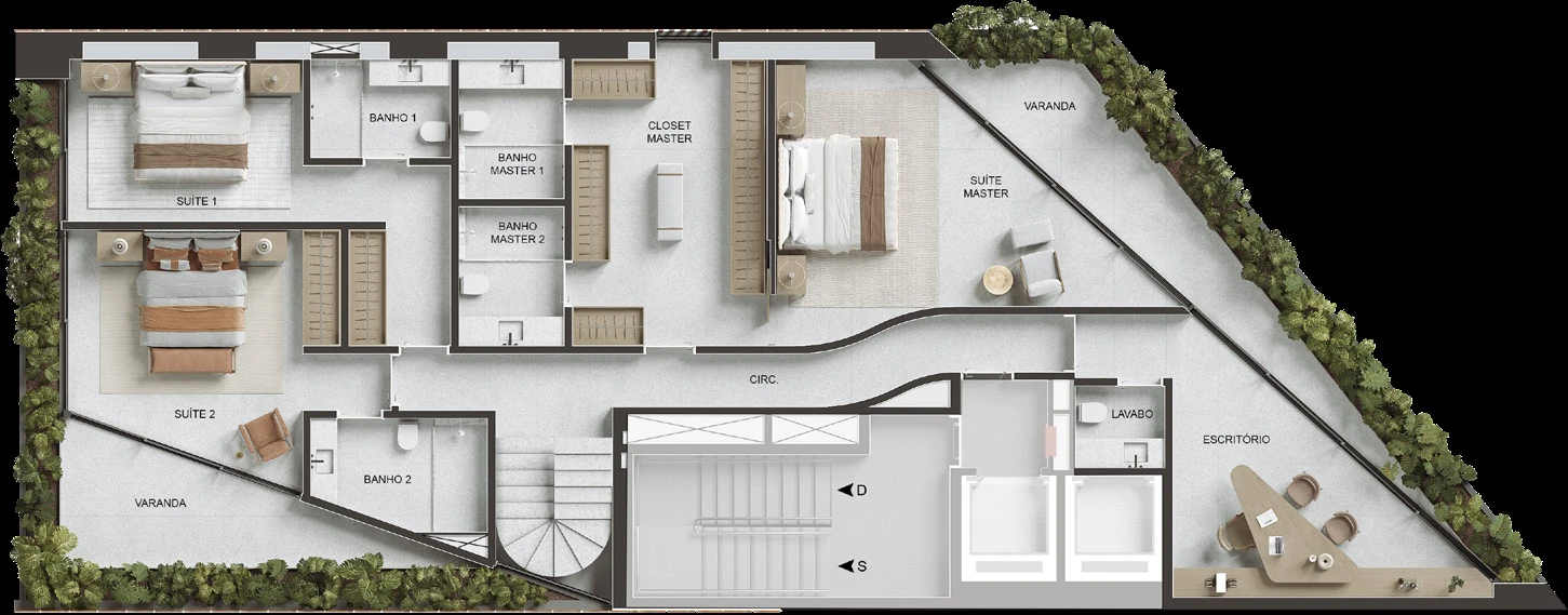 Planta Penthouse Duplex 901 · 2º pavimento do VIE Vieira Souto 432 — 565 m²